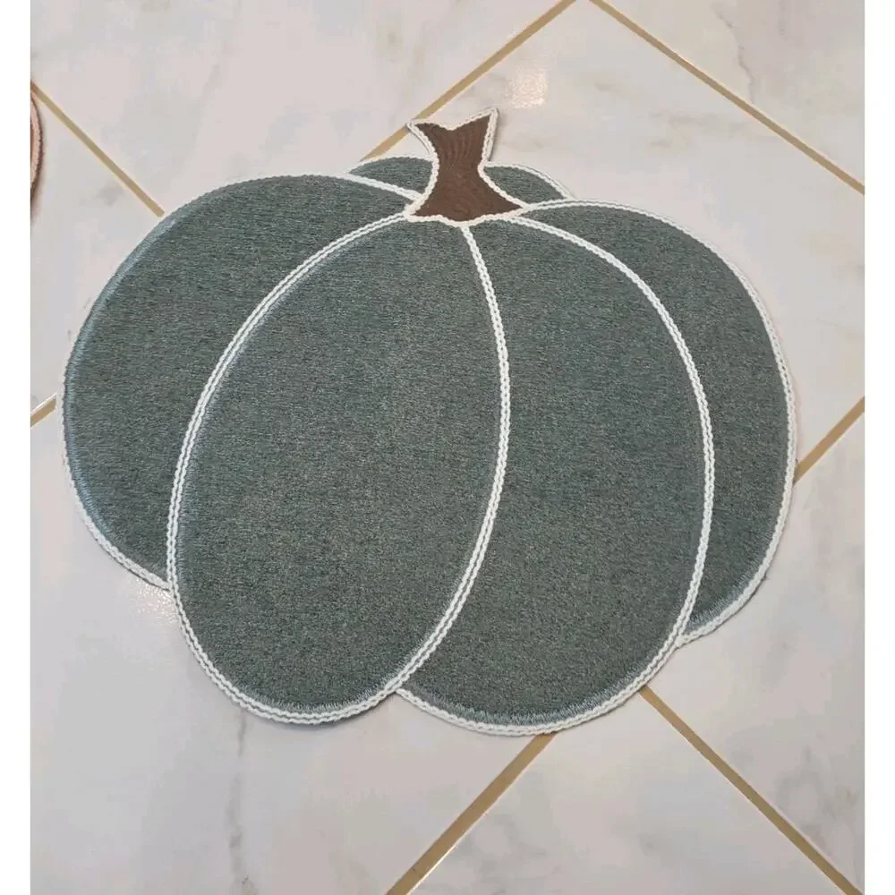 Evermaple Bouclé Pumpkin Shaped Placemats 16x16 Fall Thanksgiving Set(3)
